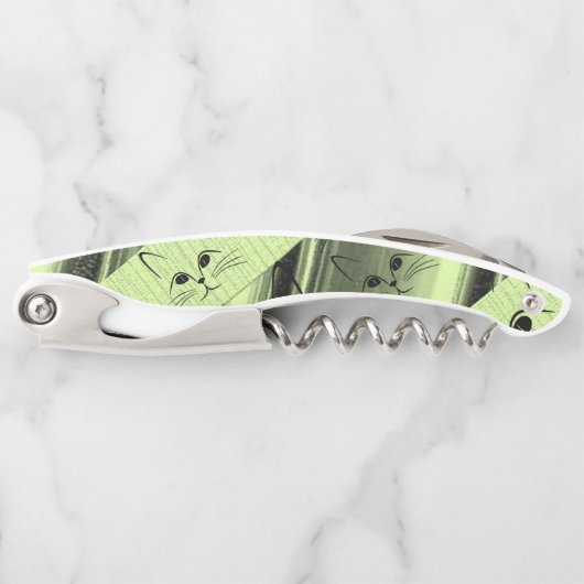 Korkenzieher Flaschenöffner Katzen Kätzchen Grün (Vorderseite)