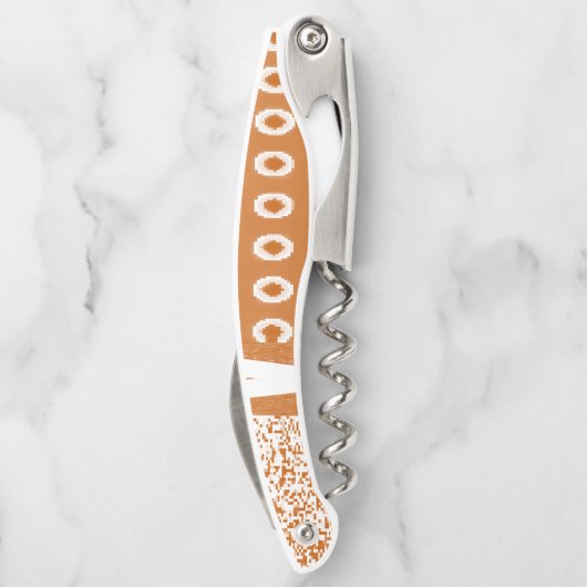 Korkenzieher Flaschenöffner Orange und Weiß (Rückseite)