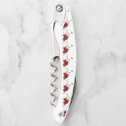 Korkenzieher Flaschenöffner Rote Rose (Vorderseite)