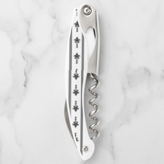 Korkenzieher Flaschenöffner Schwarz-Weiß (Rückseite)