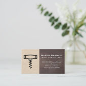 Korkenzieher | Hintergrund für braunes Texturleder Visitenkarte (Stehend Vorderseite)