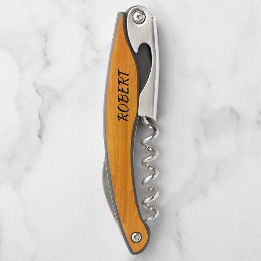 Korkenzieher mit Messer Name in schwarz-beifügen (Rückseite)