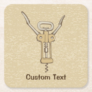 Korkenzieher Rechteckiger Pappuntersetzer