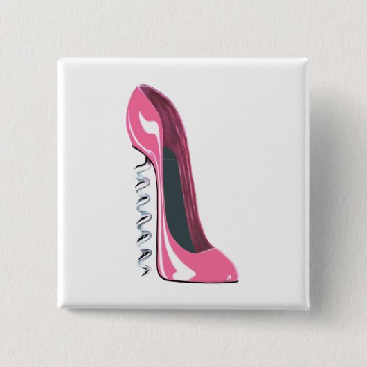 Korkenzieher-rosa Stilett-Schuh Button (Vorderseite)