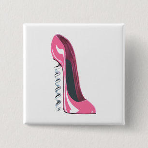 Korkenzieher-rosa Stilett-Schuh Button