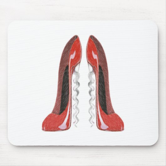 Korkenzieher-rote Stilett-Schuhe Mousepad (Vorne)