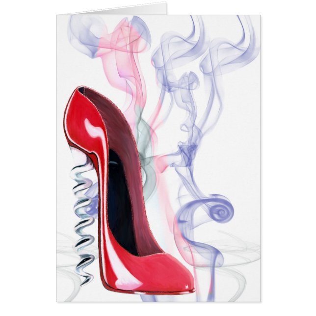 Korkenzieher-roter Stilett-Schuh, der Greeitng (Vorne)