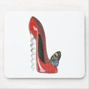 Korkenzieher-rotes Stilett-Schuh-und Mousepad