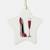 Korkenzieher-rotes Stilett-und Rotwein-Kunst Keramikornament (Rechts)