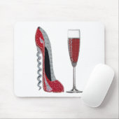 Korkenzieher-rotes Stilett-und Rotwein-Kunst Mousepad (Mit Mouse)