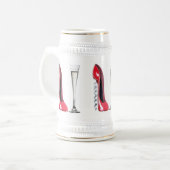 Korkenzieher-Stilett-Schuh und Sektkelch-Glas Bierglas (Vorderseite Links)