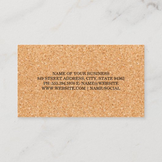 Korkgeschichte Visitenkarte (Rückseite)