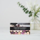 Korks | Weinflasche und Glas Visitenkarte (Stehend Vorderseite)