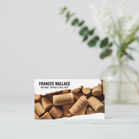 Korks | Weinglas und Flasche Visitenkarte (Stehend Vorderseite)