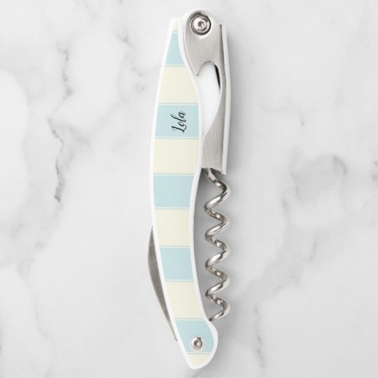 Korkschraube Flaschenöffner Biege Blauer Streifen Kellnermesser (Rückseite)