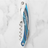 Korkschraube Flaschenöffner Blau Schwarz Kellnermesser (Vorderseite)