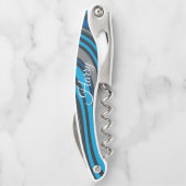 Korkschraube Flaschenöffner Blau Schwarz Kellnermesser (Rückseite)