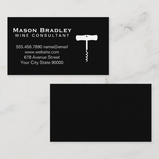 Korkschraube Schwarzer Hintergrund Visitenkarte (Vorne/Hinten)