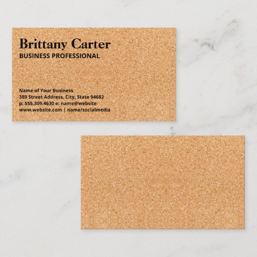 Korktextur Hintergrund Visitenkarte (Vorne/Hinten)