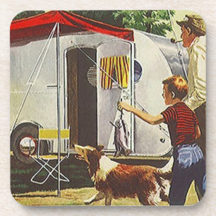 Korkuntersetzer Vintage Glänzendes Aluminium Campe Getränkeuntersetzer