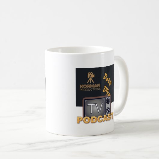 Korman Productions Deep Dive TV Podcast Kaffeetasse (VorderseiteRechts)