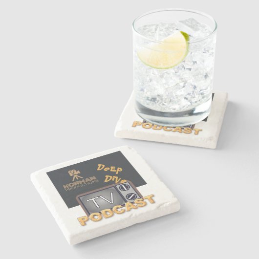 Korman Productions Deep Dive TV Podcast Steinuntersetzer (Seitenansicht)