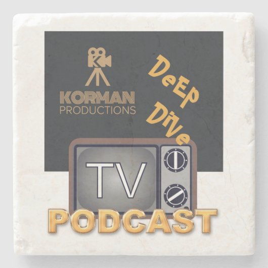 Korman Productions Deep Dive TV Podcast Steinuntersetzer (Vorderseite)