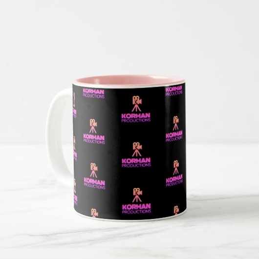 Korman Productions YouTube Channel Pink Logo gepac Zweifarbige Tasse (Vorderseite Links)