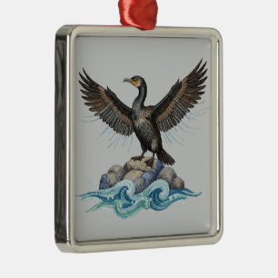 Kormoran auf Felsen  Ornament Aus Metall