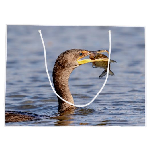 Kormoran mit Fisch Große Geschenktüte (Rückseite)
