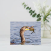 Kormoran mit Fisch Postkarte (Stehend Vorderseite)