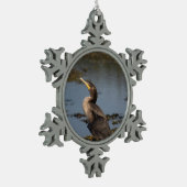 Kormoran Schneeflocken Zinn-Ornament (Links)