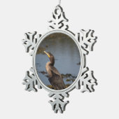 Kormoran Schneeflocken Zinn-Ornament (Rechts)