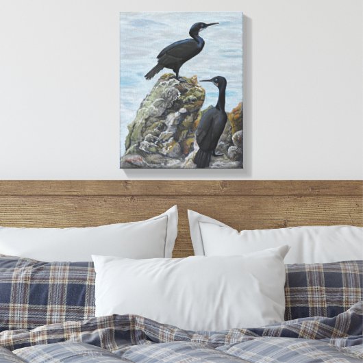 Kormorane auf Rocks Print auf Leinwand (Insitu (Schlafzimmer))