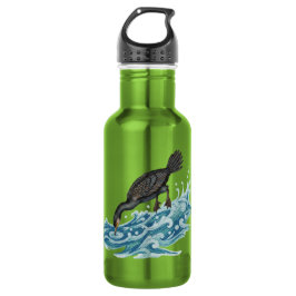 Kormoranfischen in Wellen Edelstahlflasche
