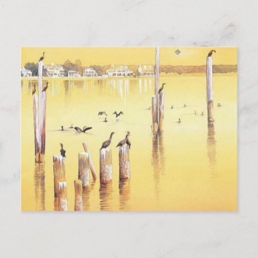 "Kormorants" Wasserfarben-Beach-Vögel Postkarte (Vorderseite)