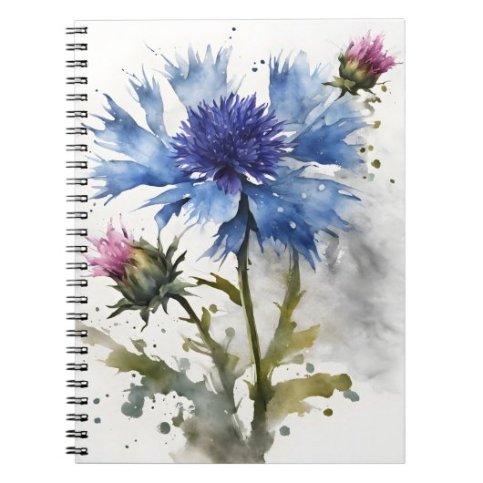 Kornblume - Aquarellblumen Notizblock (Vorderseite)