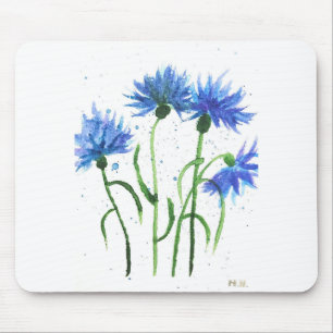 Kornblumen blaue Blumen Aquarell Mousepad