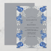 Kornblumen-Grau-Blättrige Hochzeit Einladung (Vorne/Hinten)