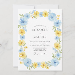 Kornblumen-Limonengemalte Hochzeitskränze Einladung