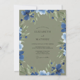 Kornblumen-Moos-Blatt-Hochzeit Einladung