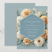 Kornblumen-Ocker-Malerische Hochzeit Einladung (Vorne/Hinten)