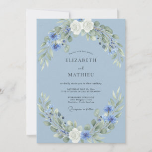 Kornblumen-Stahl-Kranz-Hochzeit Einladung