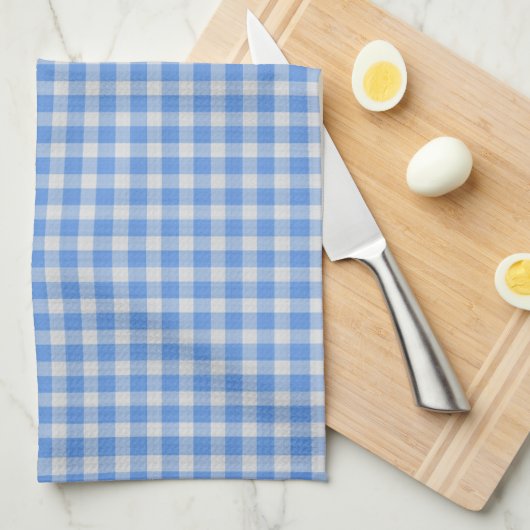 Kornblumenblau Gingham Karomuster Geschirrtuch (Viertel Falte)