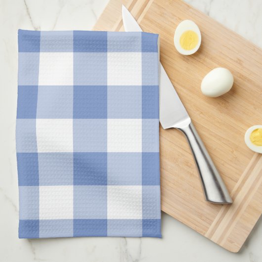 Kornblumenblau kariert Gingham-Karo-Muster Geschirrtuch (Viertel Falte)