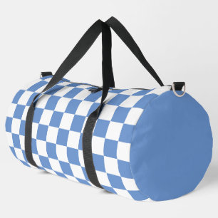 Kornblumenblau-weiß kariertes Muster Duffle Bag