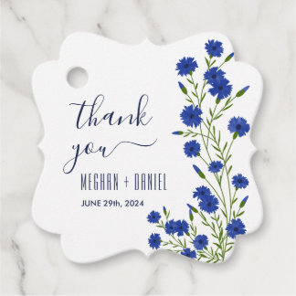 Kornblumenblaue botanische Hochzeit Geschenkanhänger
