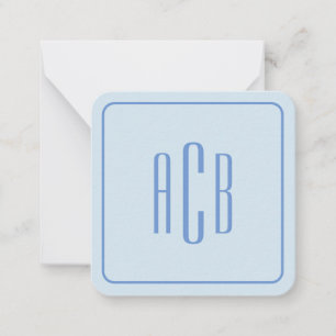 Kornblumenblaue dreibuchstabige Monogrammgrenze Mitteilungskarte