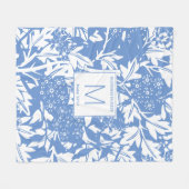 Kornblumenblaue Florale Monogramm Fleecedecke (Vorderseite (Horizontal))