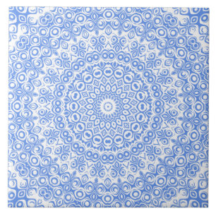 Kornblumenblaue Mandala-Muster Fliese